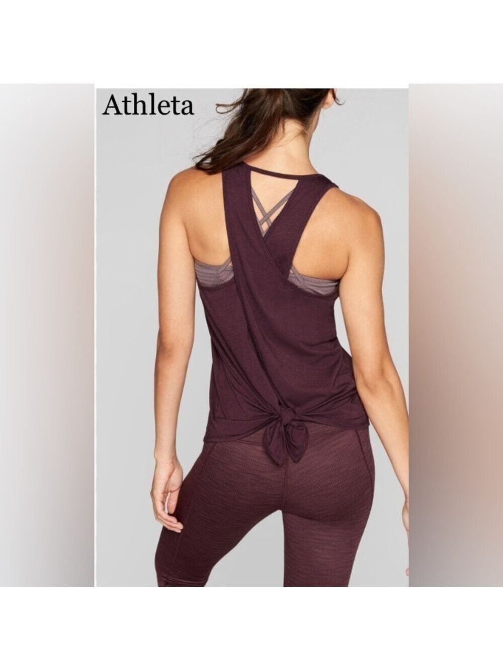 Athleta Essence Tie Back Tank Size SM in Decadent Chocolate (Maroon)